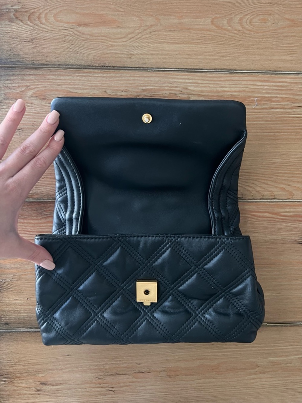 Tory Burch Quilted Leather Clutch - Black - Picture 3 of 10